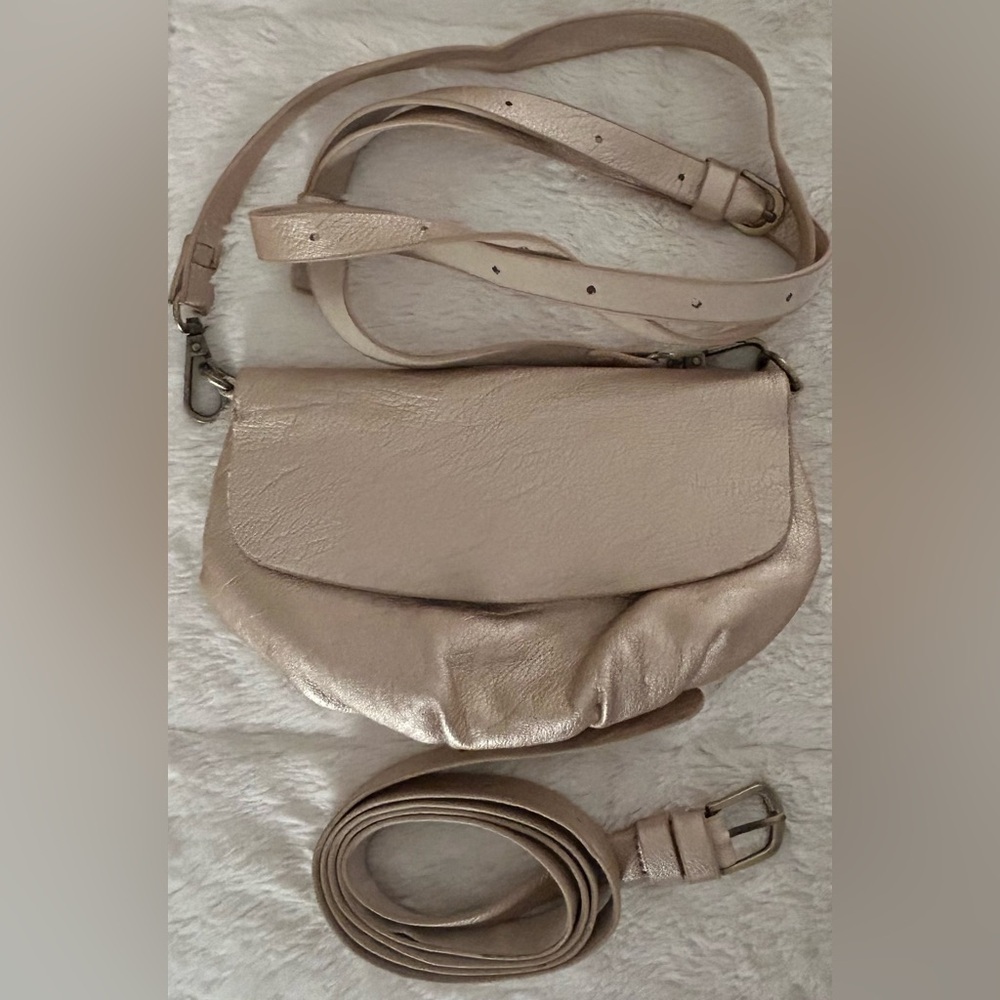 Anthropologie Convertible Crossbody Belt Bag Rose Gold